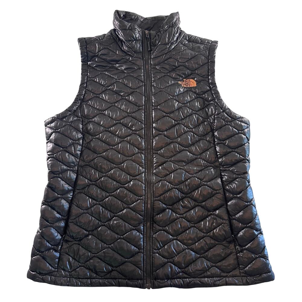 The North Face Thermoball Eco Quilted Women's Black Large Puffer Rose Gold Vest